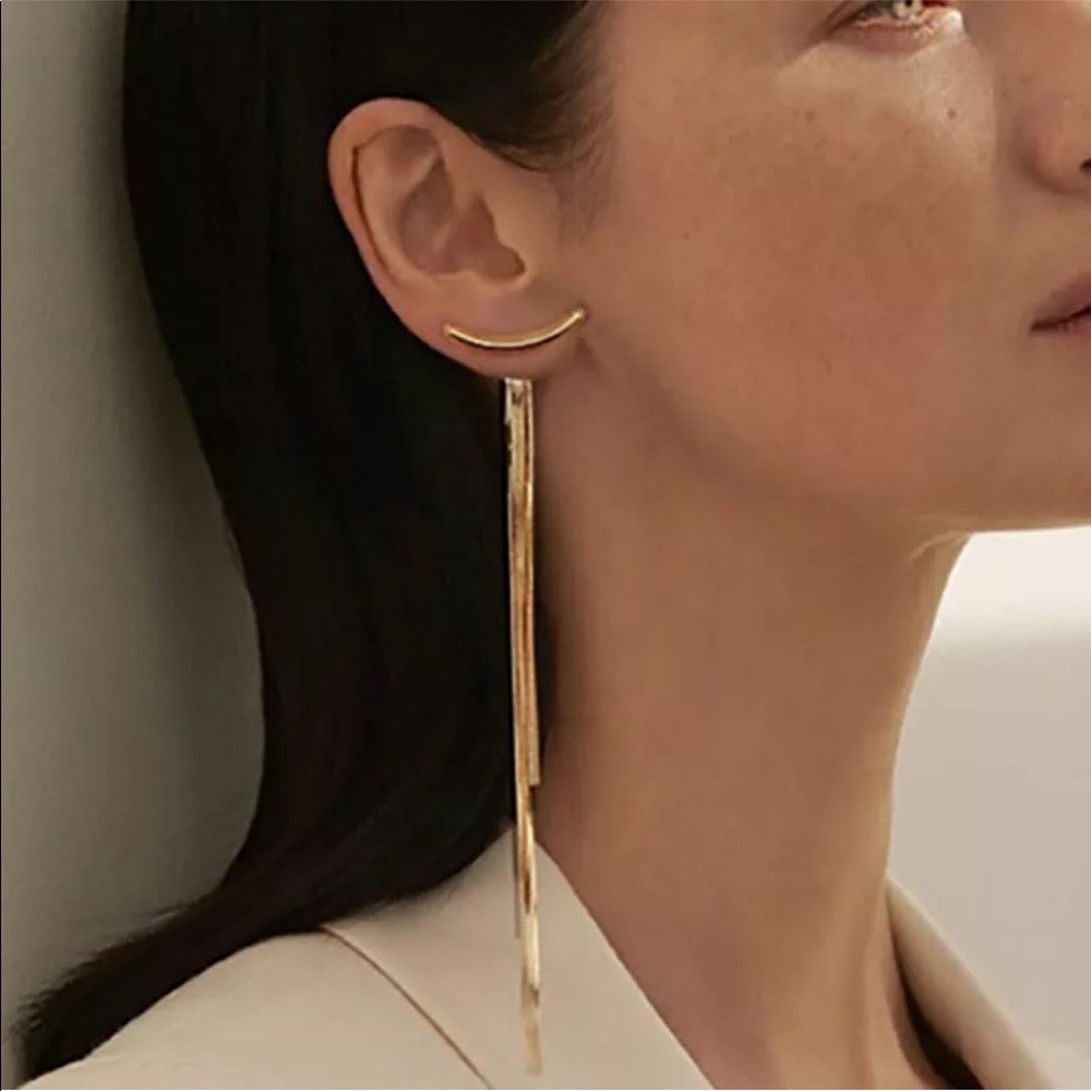 New Minimalist Design Long Tassel Drop Earrings